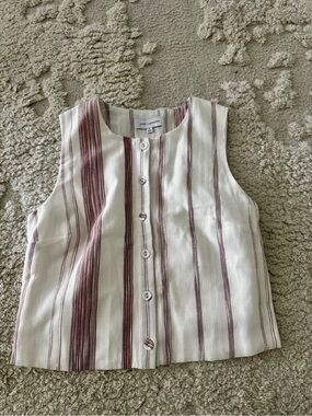 Women’s small Ivory & Burgundy Striped Button-Front Tank